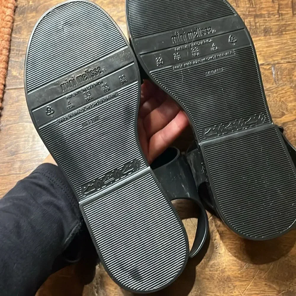 MINI MELISSA MINI MAR SANDAL PRINCESS BLACK & WHITE, size 4